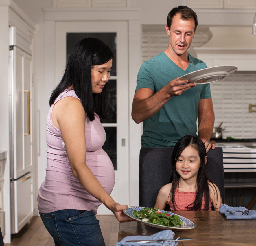 family in kitchen